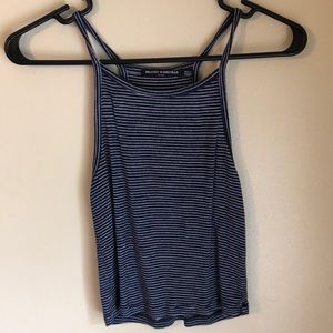 Navy and white striped crop top